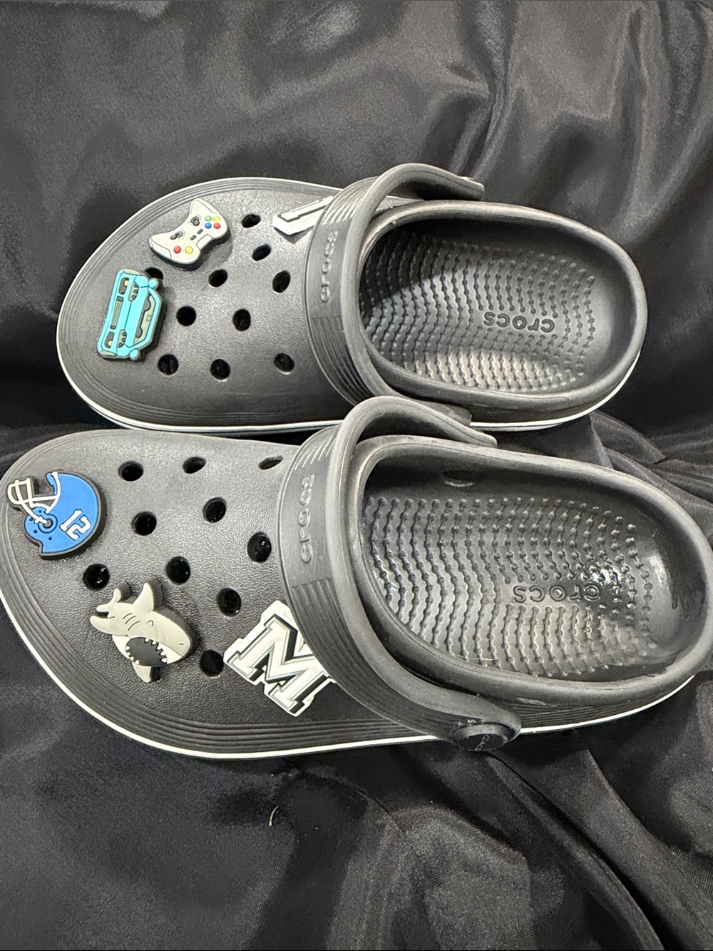 Crocs Kids Black Clog Shoes with Fun Charms Sz C 13 - Picture 3 of 7
